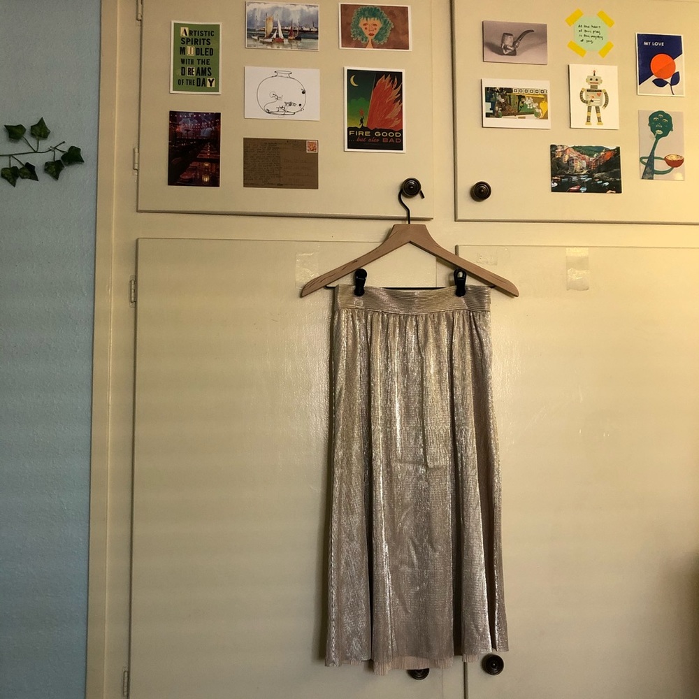 Glitter-less gold tea length skirt